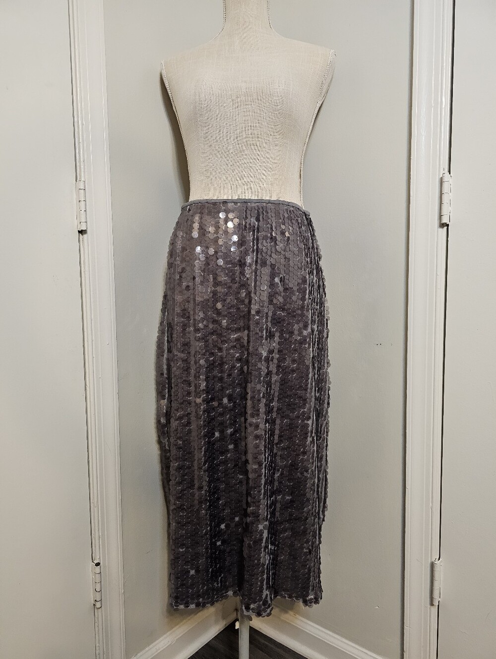 Old Navy Silver Sequin Maxi Skirt